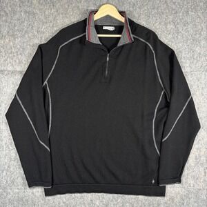 Smartwool 1/4 Zip Pullover Men's XL Black Merino Wool Blend Sweater Flaw